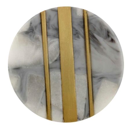 Grey Round Brass Marble Stone Cabinet Knobs